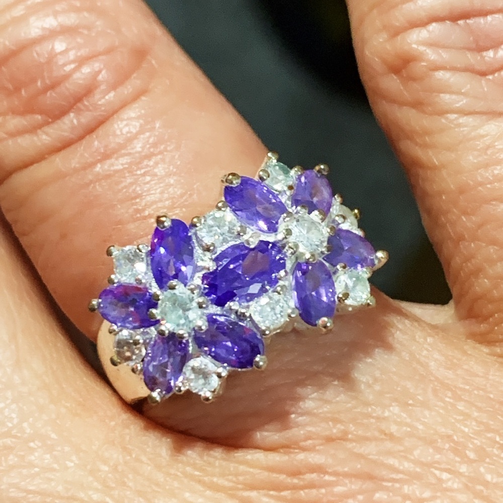 NEW 925 SILVER PURPLE GEMS